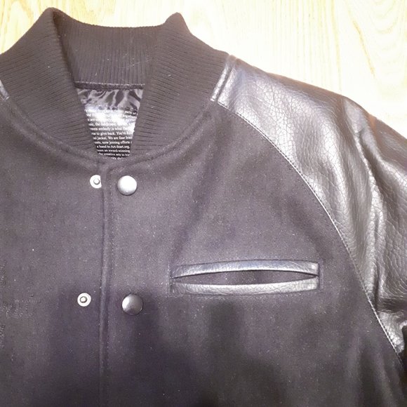 Art Start STAPLE X HUF X BLACK SCALE X 10.DEEP Varsity Jacket Black Small - Picture 3 of 14